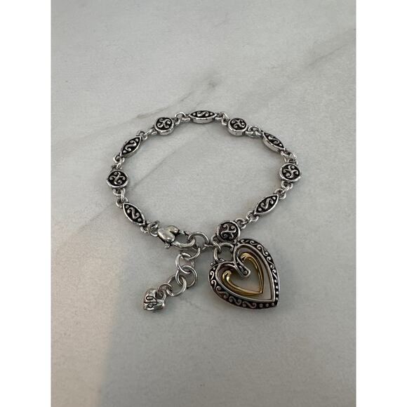 Brighton Ellington Heart silver gold bracelet Preowned - Picture 1 of 3